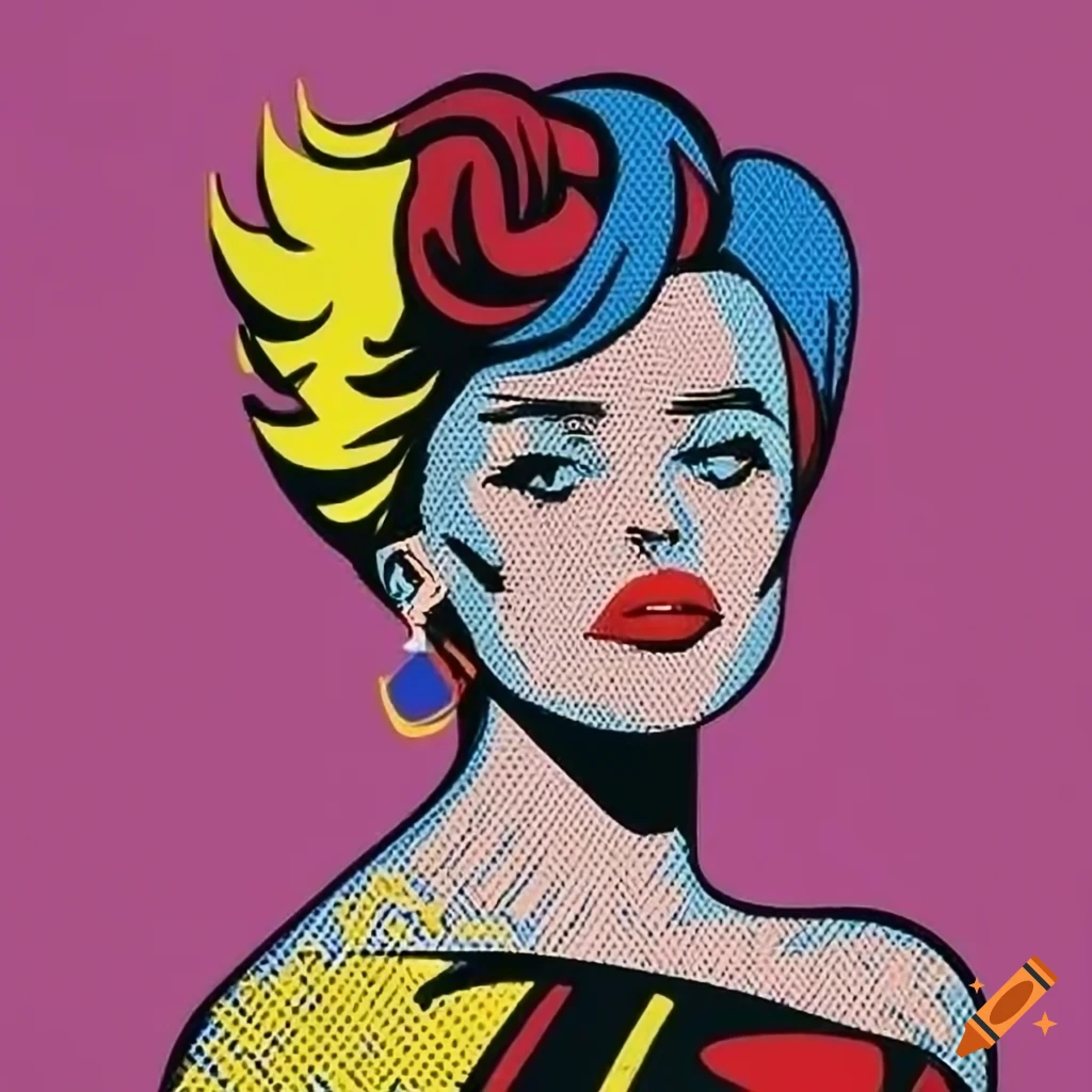 Pop art collage with vibrant colors and comic book style on Craiyon