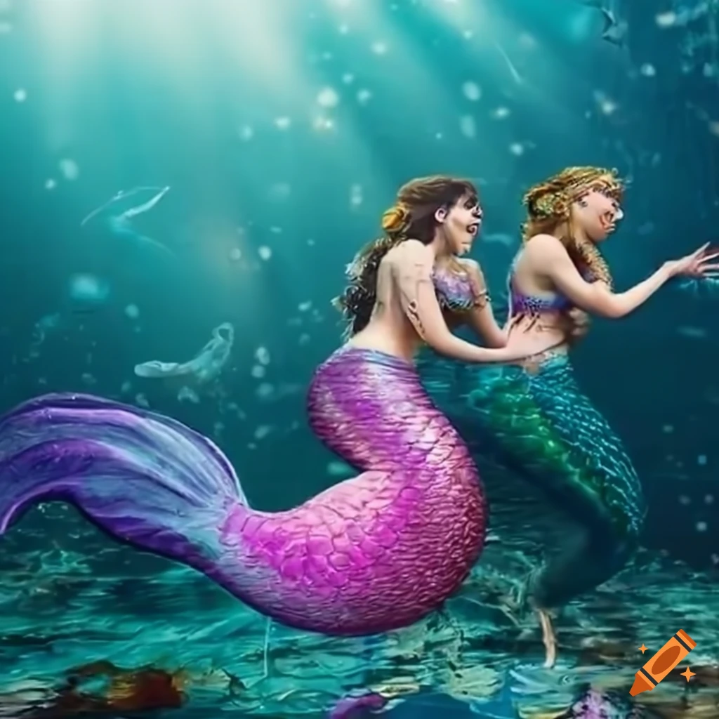 Mermaid surrounded by friends