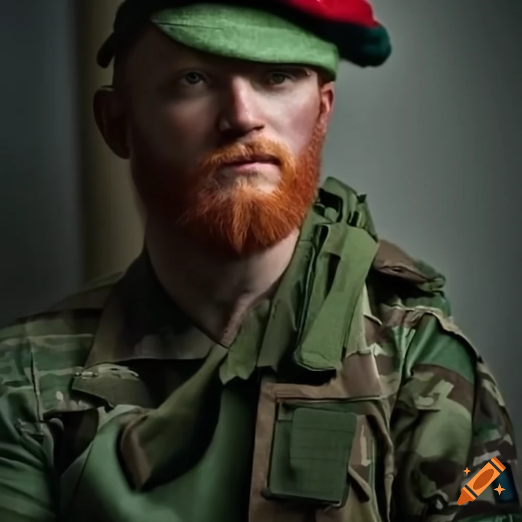 Image of a man in army attire with a green beret on Craiyon