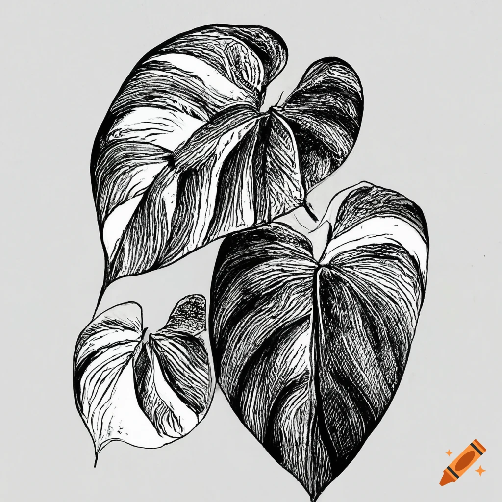 Black and white sketch of an ivy plant on Craiyon