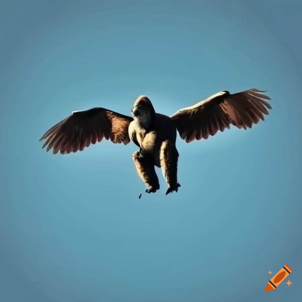 Fantasy illustration of a flying gorilla on craiyon