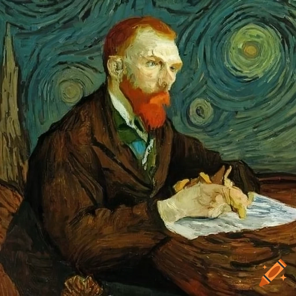 Van Gogh painting of a man writing a letter