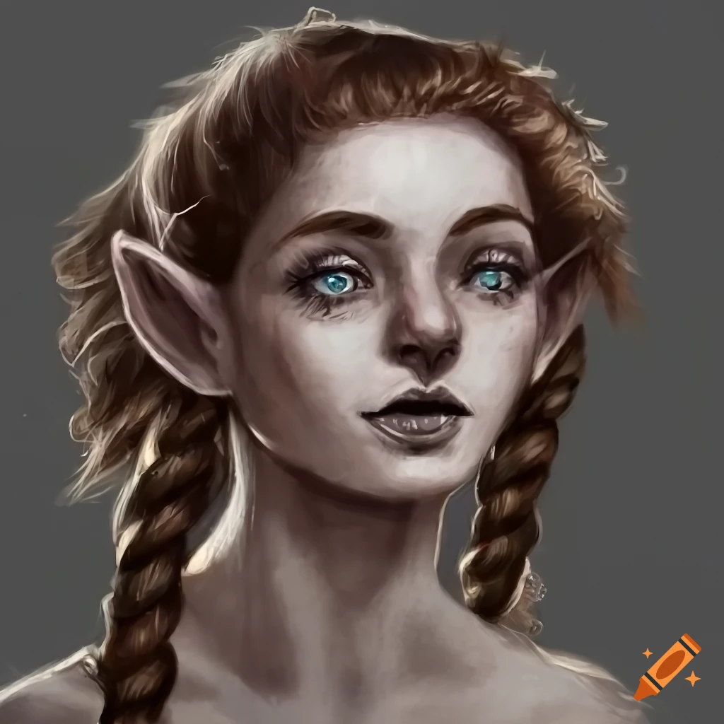 Image of a halfling bard with wavy dark brown hair and freckles