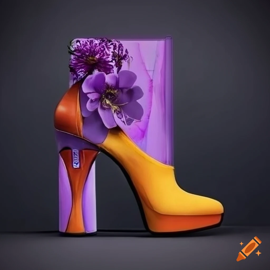 surrealistic high heels with flowers