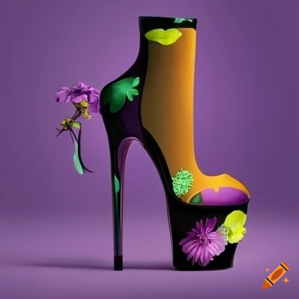 Double ivory flower heel sandals in black satin | Magda Butrym