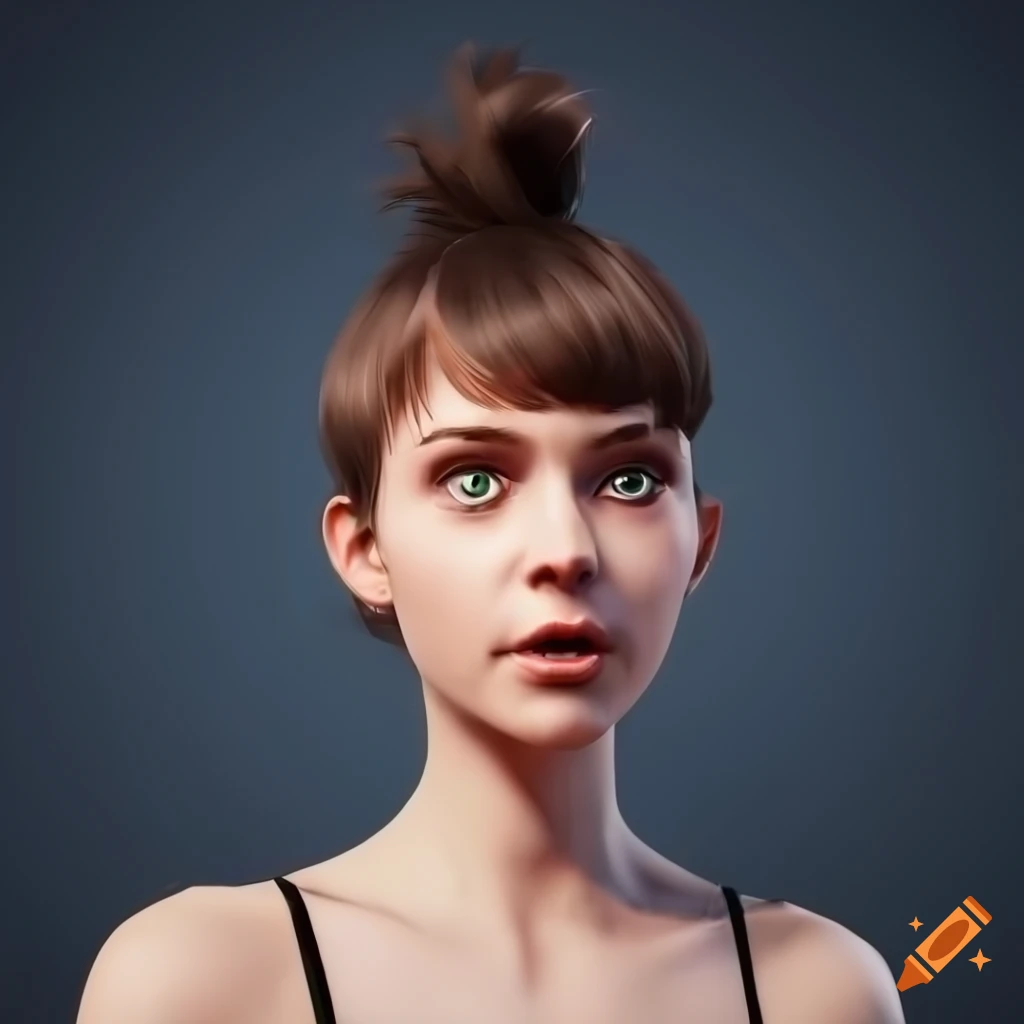 portrait of a young woman with brown hair and turquoise eyes