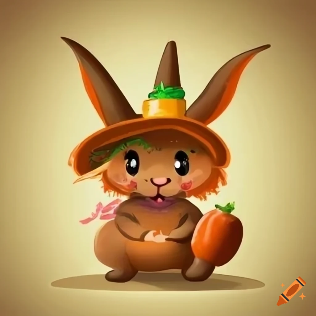 cute witch rabbit with a carrot