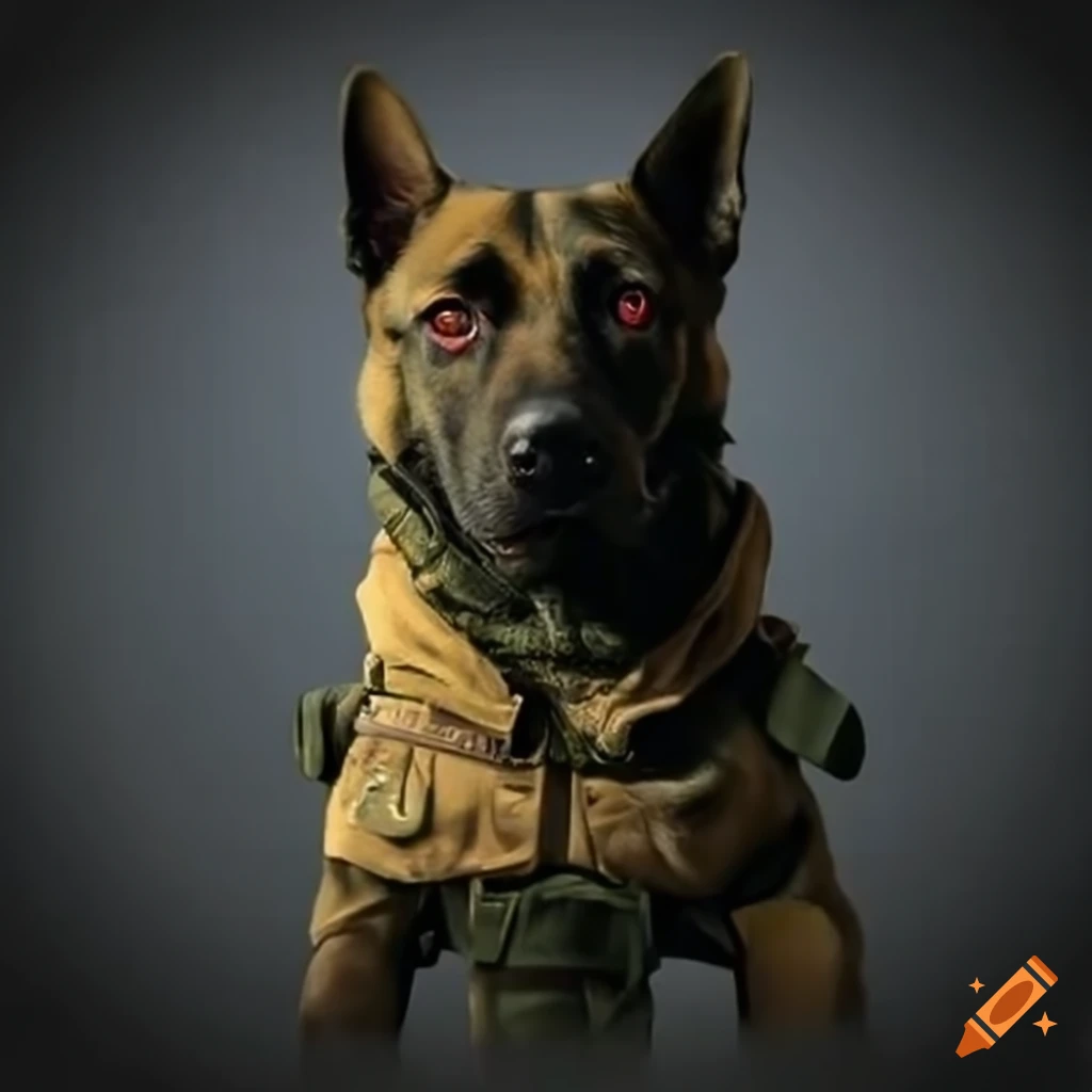 Imagen de un perro soldado on craiyon