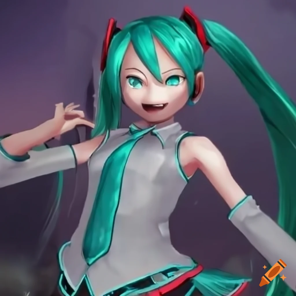 Hatsune miku with an angry expression on Craiyon