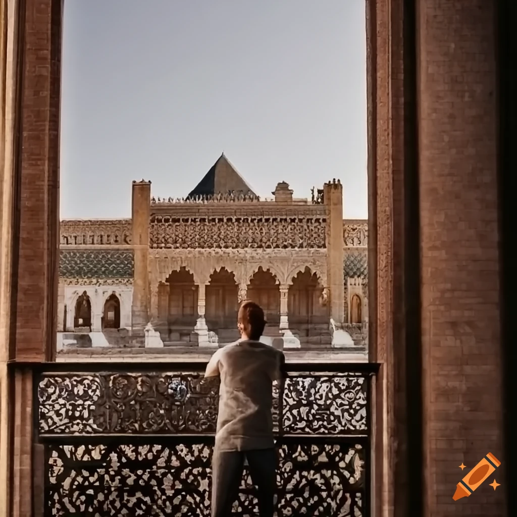 man admiring the Aljaferia Palace
