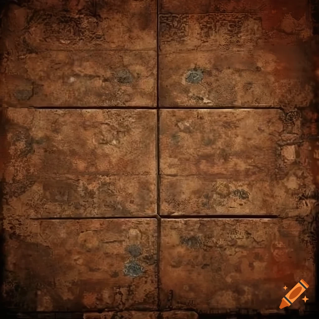 Top down view of an ancient temple floor tile