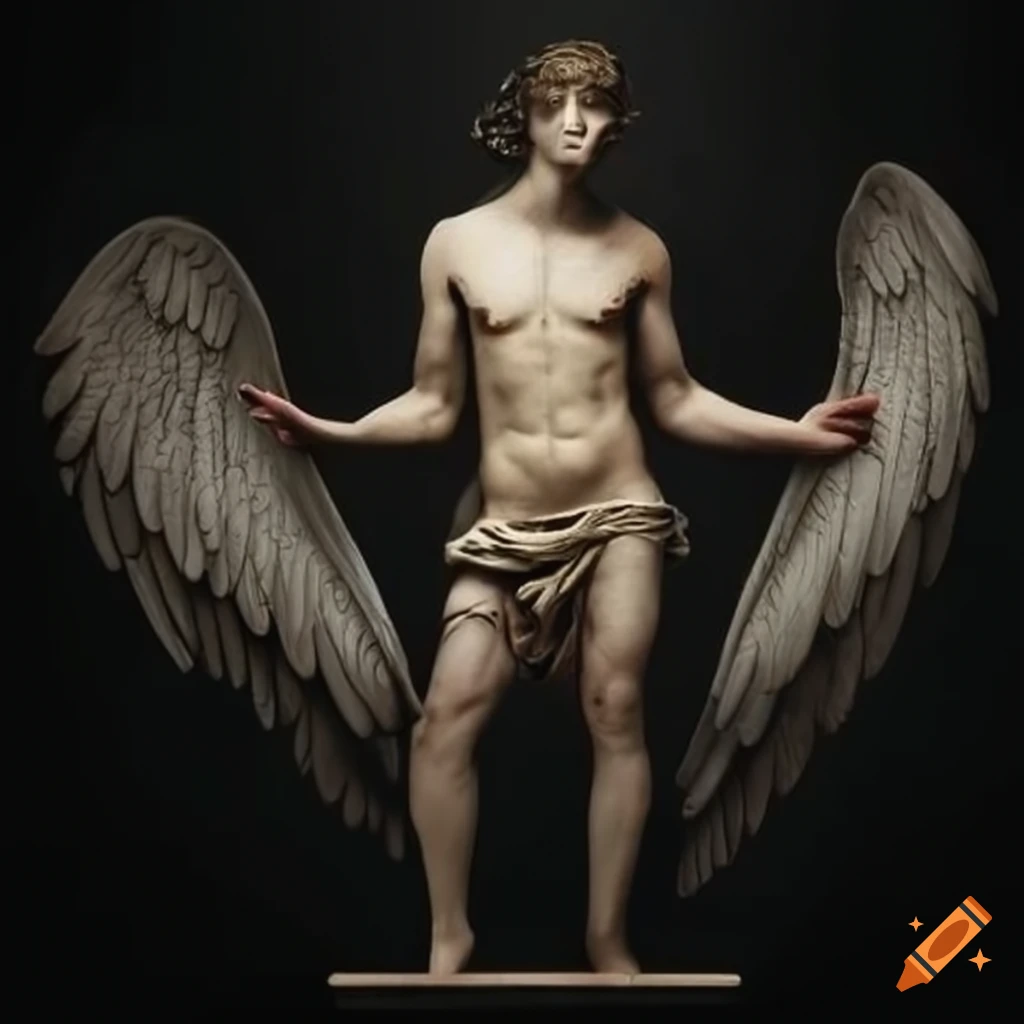 artistic portrayal of a wounded male angel