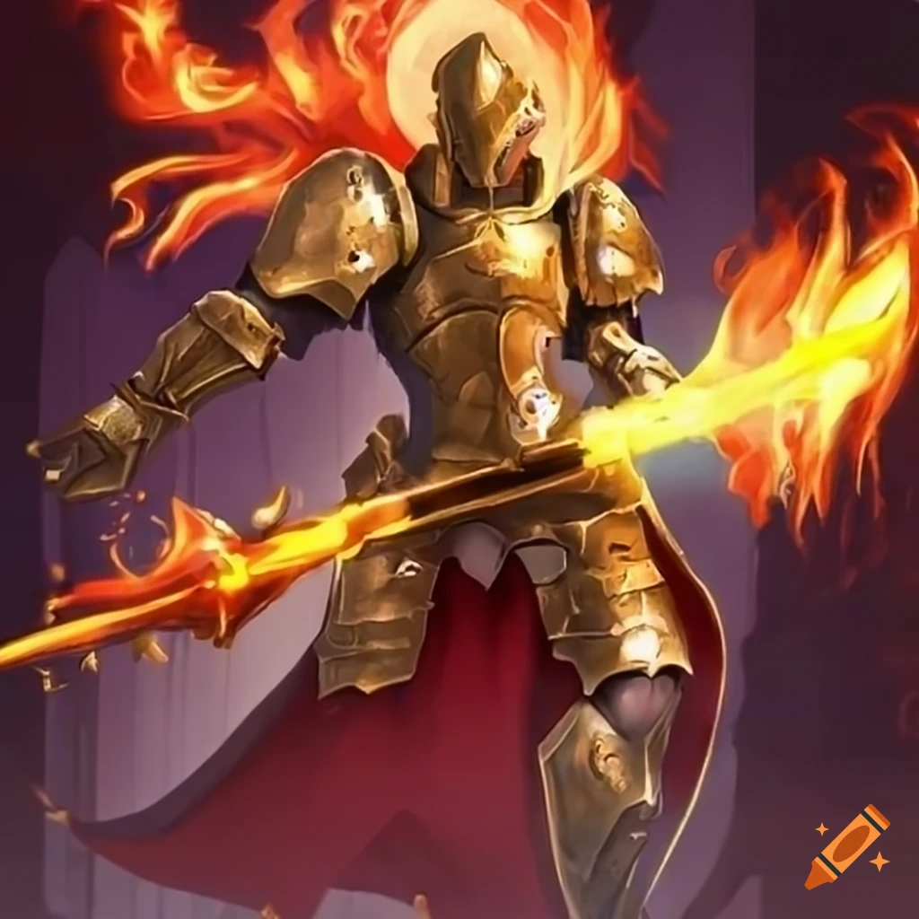 Flame scorched paladin in bronze armor on Craiyon
