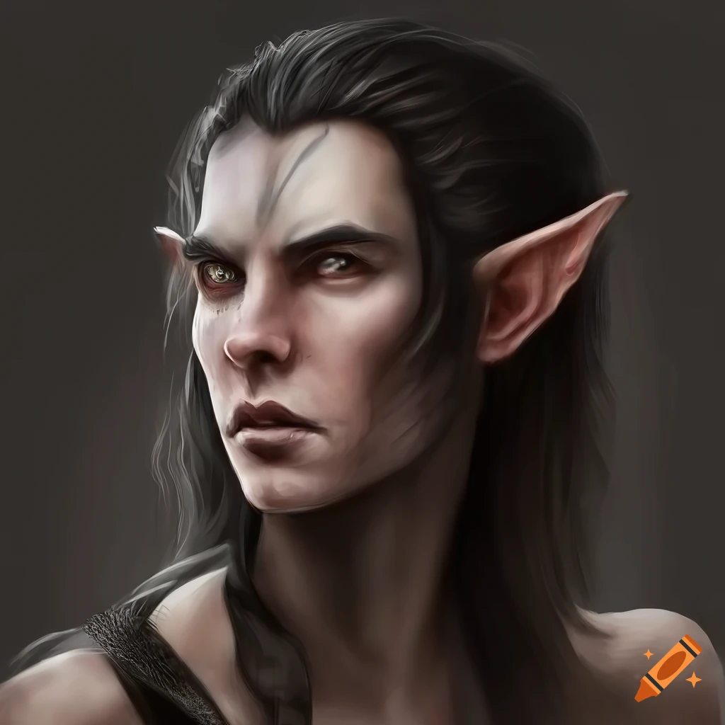 Portrait of a mysterious and captivating male wood elf