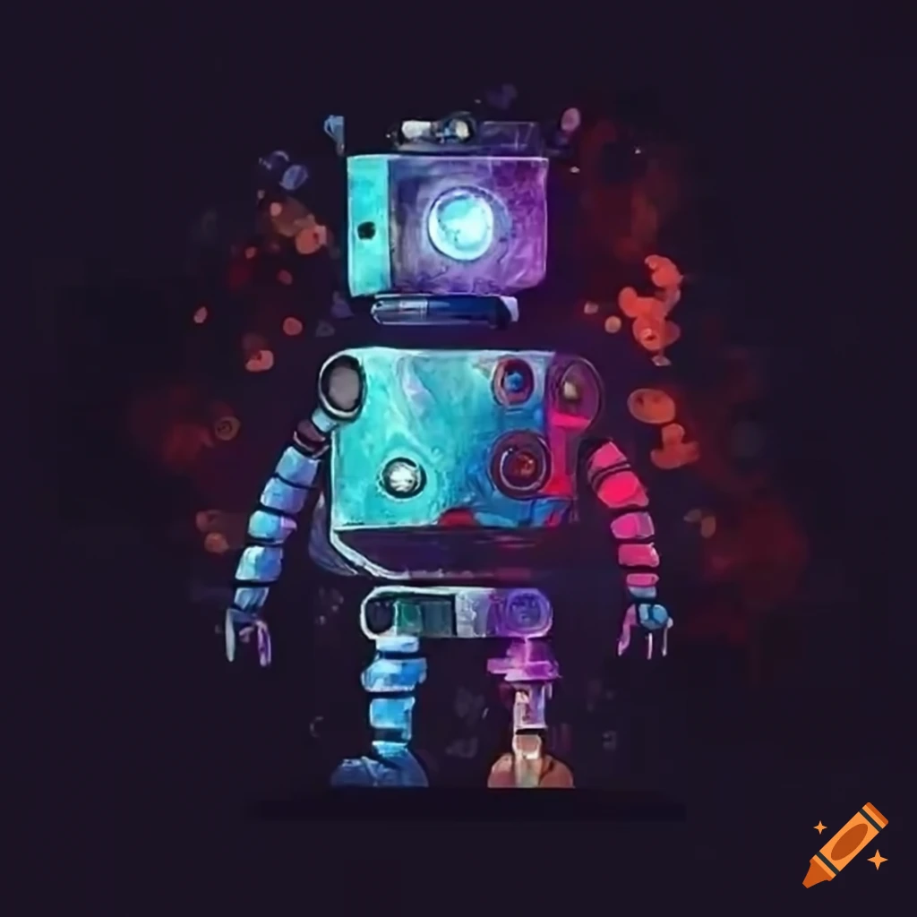 image of a phonk robot with glowing eyes