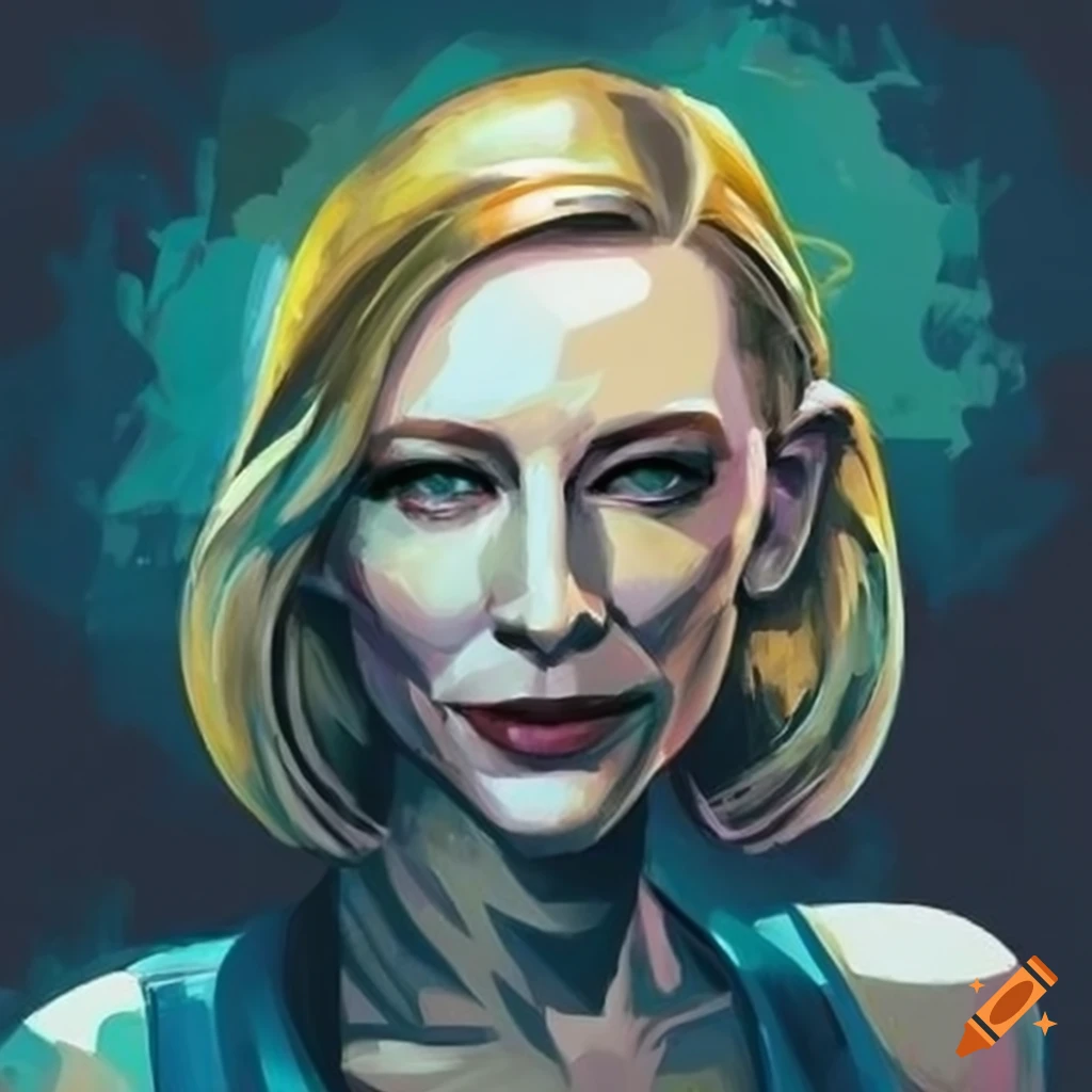 Artistic portrait of Cate Blanchett in Simon Bisley style on Craiyon