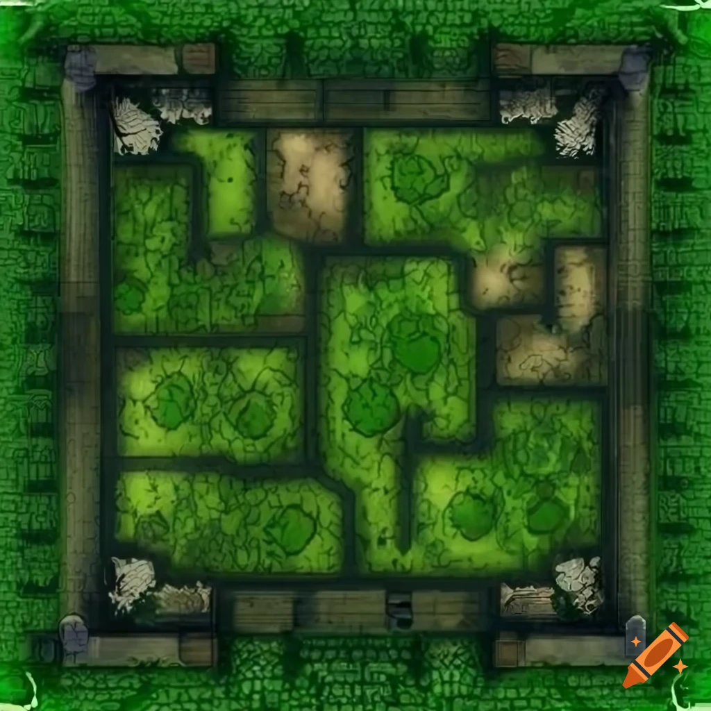 Organic plant-themed 2d game layout map on Craiyon