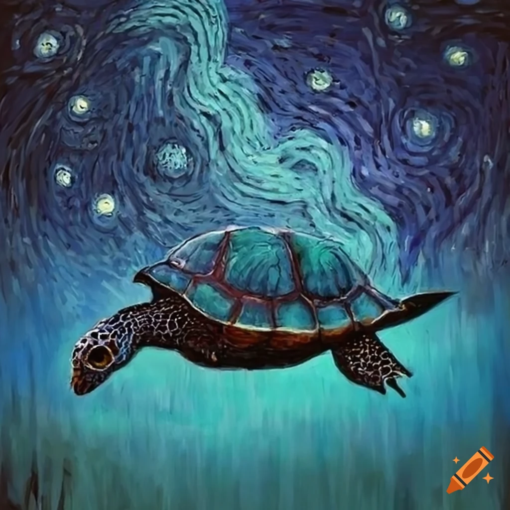 Illustration of a turtle kingdom in space on Craiyon