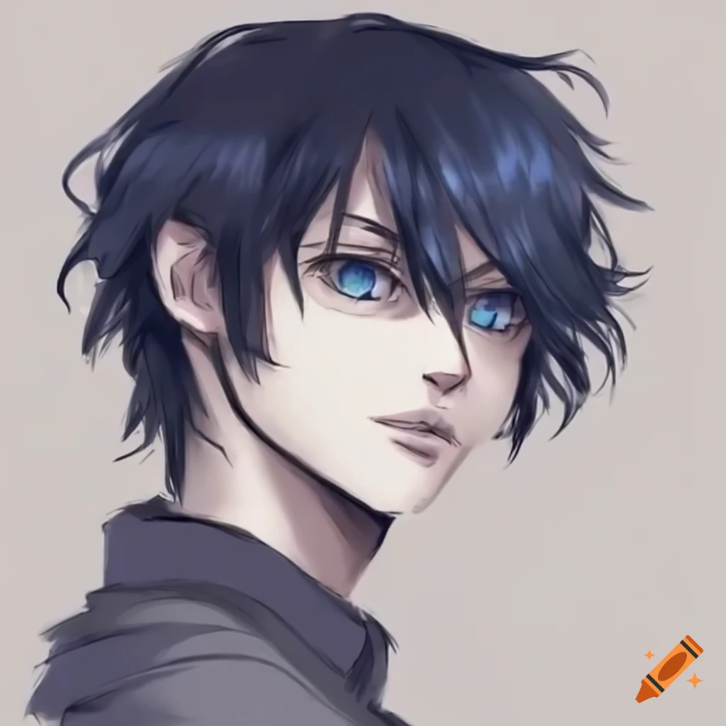 Anime Character With Dark Hair Blue Eyes And A Beard On Craiyon 4514