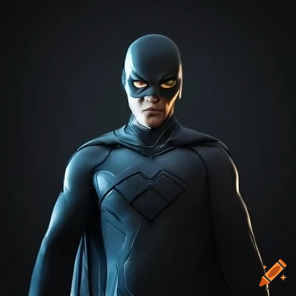 Image of a superhero in grey suit and cape on Craiyon