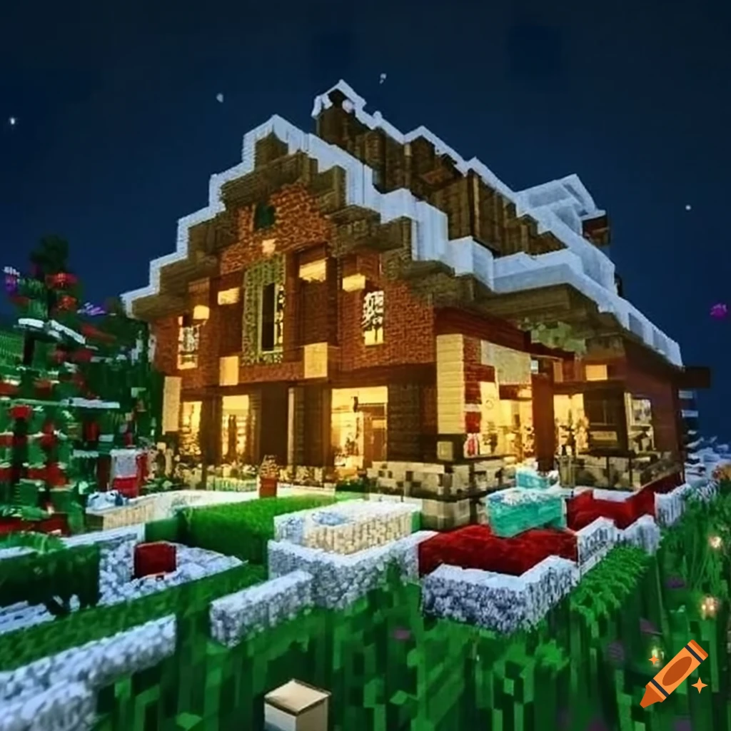 Christmas-themed house in Minecraft