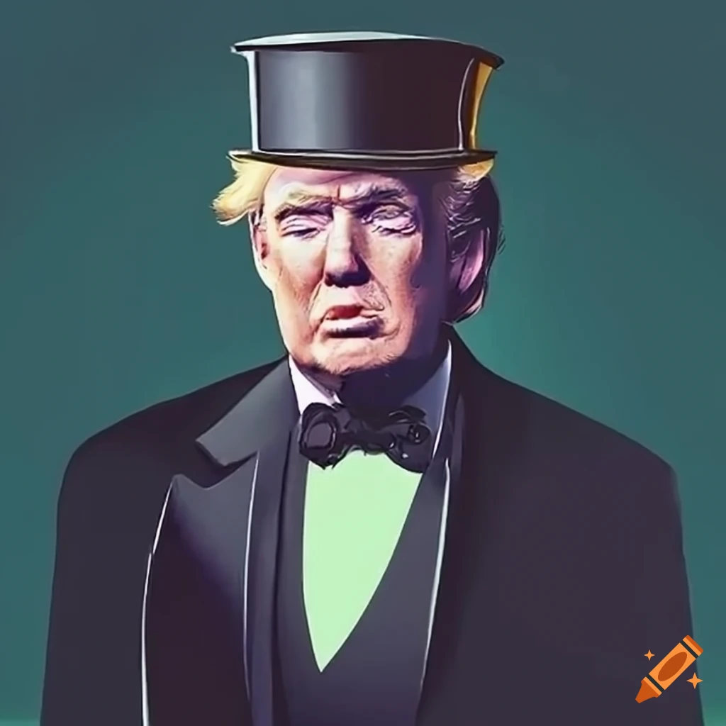 Donald trump in a top hat and monocle on Craiyon