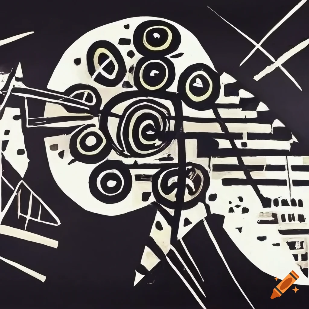 Abstract black and white piano artwork