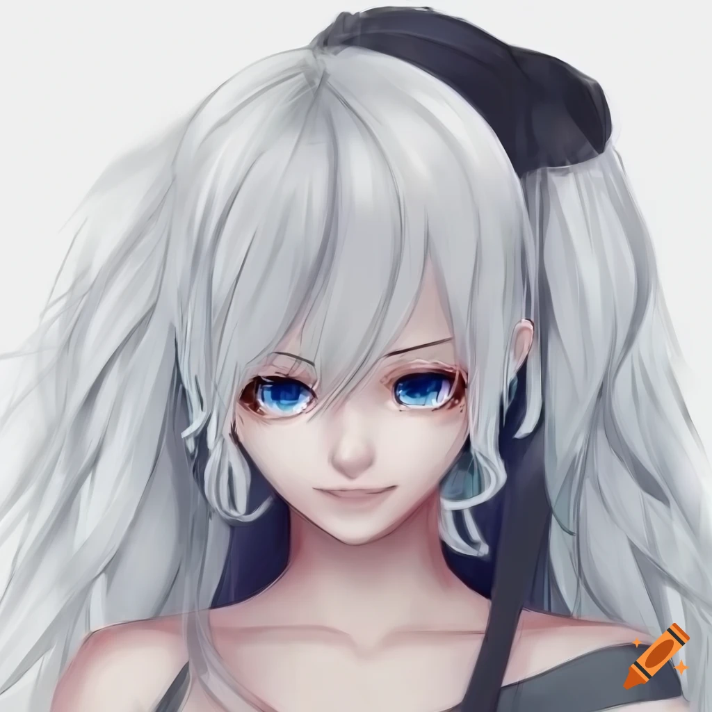 Woman With Long White Hair And Pale Eyes Hand drawn 2d Artstyle On Craiyon