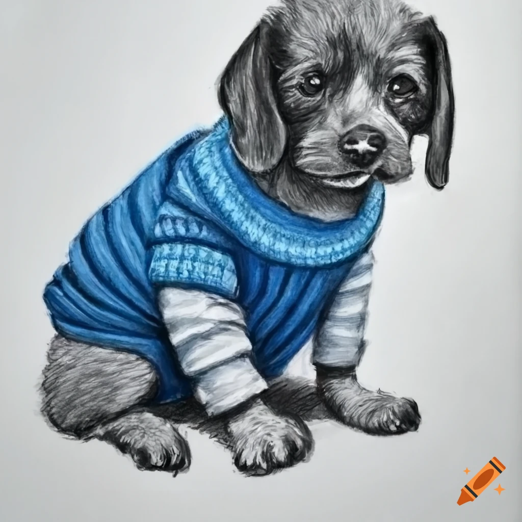 dog wearing a blue sweater on Craiyon
