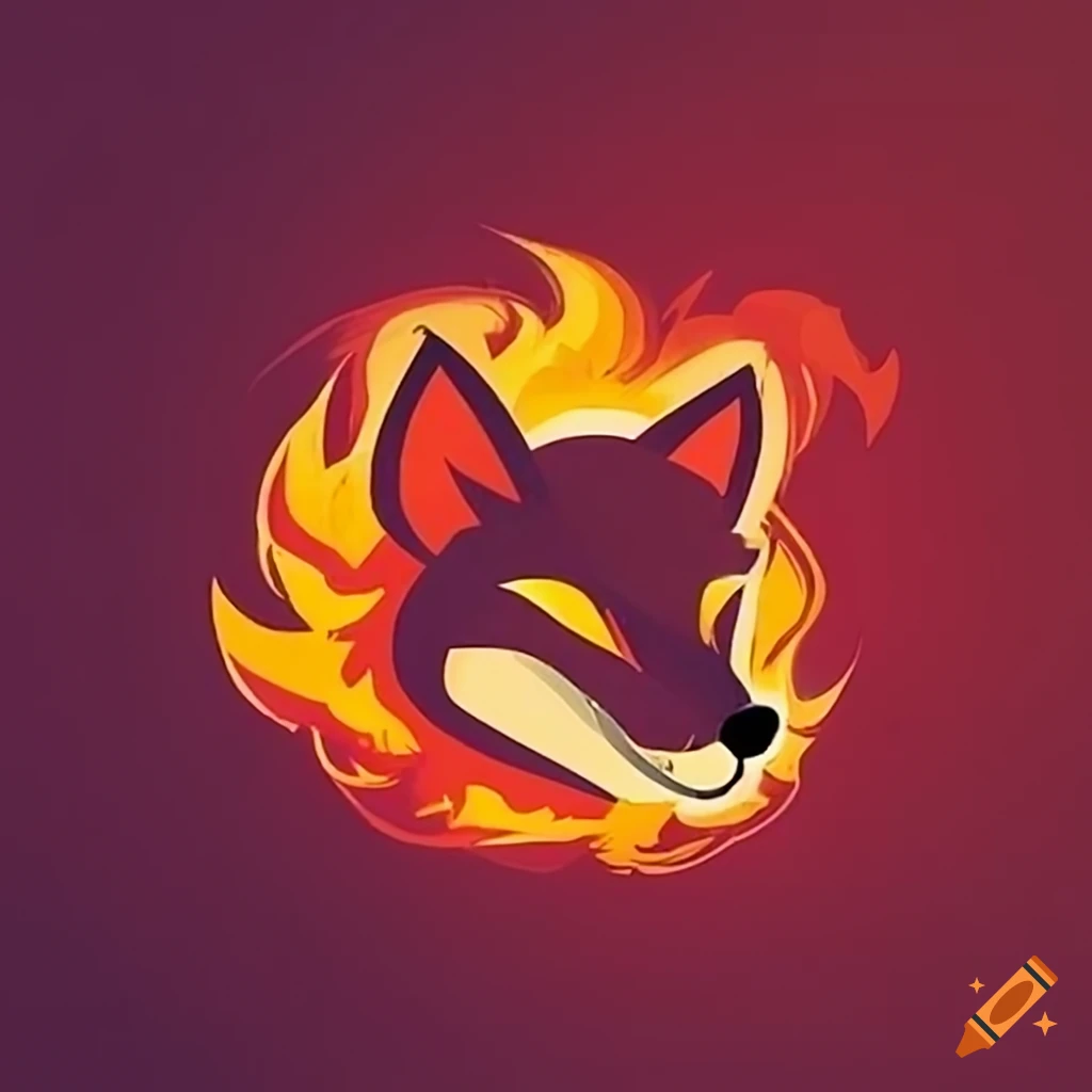 illustration of a fox surrounded by fire