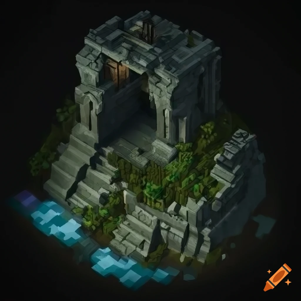 Detailed isometric kit of an underground city on Craiyon