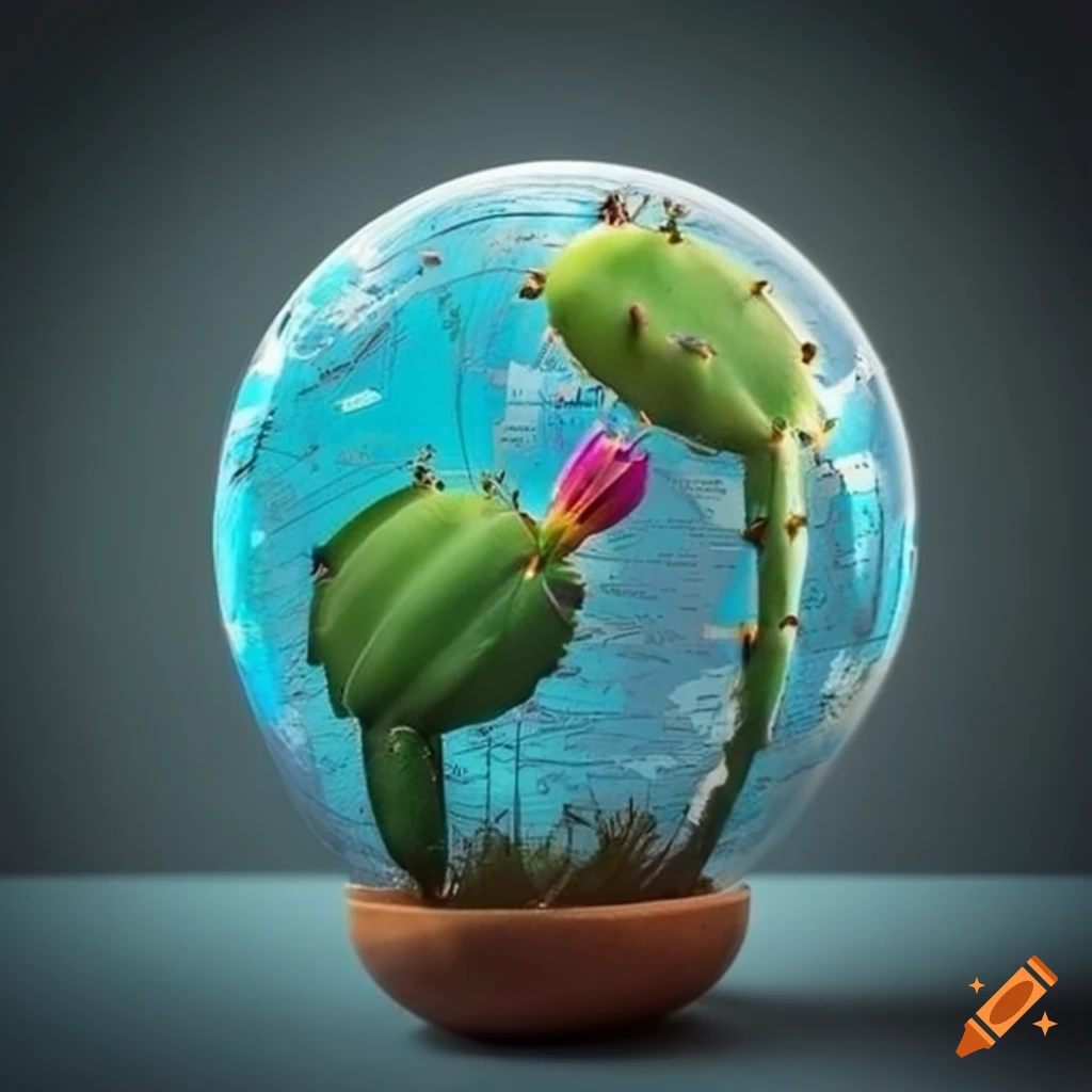 creative artwork of a cactus globe