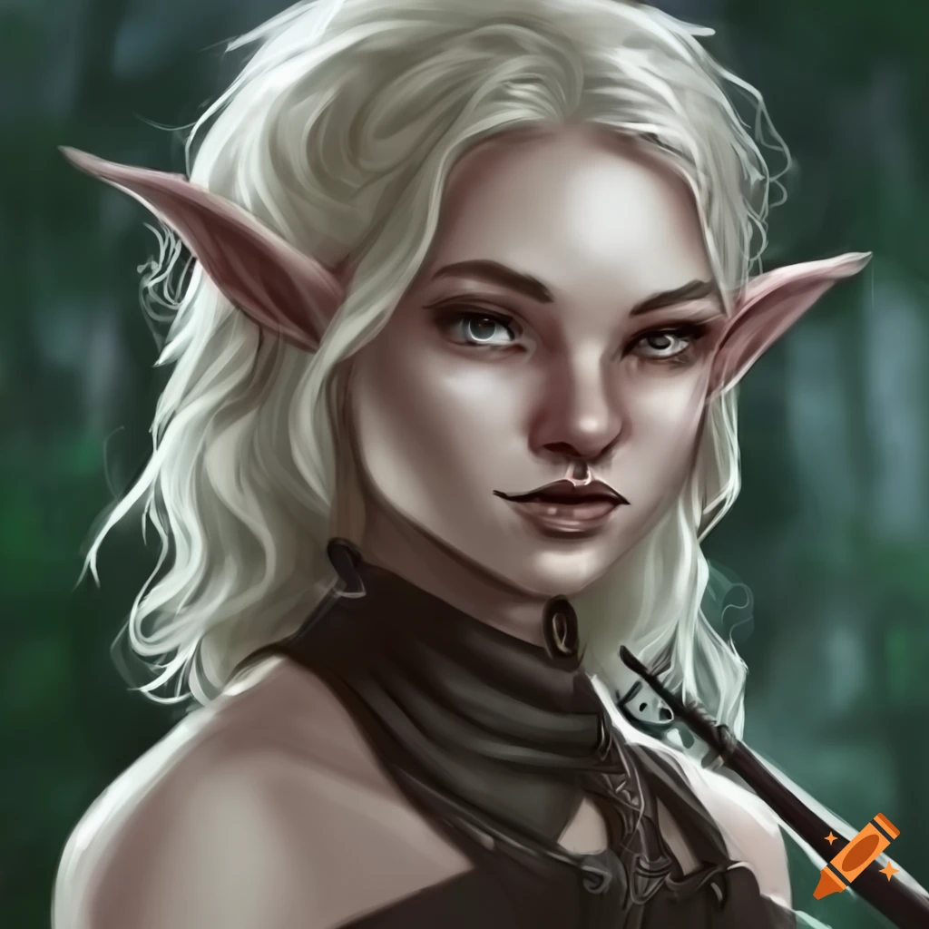 illustration of a female forest elf rogue