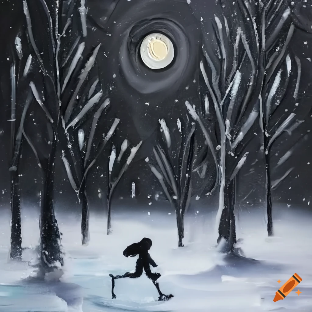 image of ice skates at night under the snow