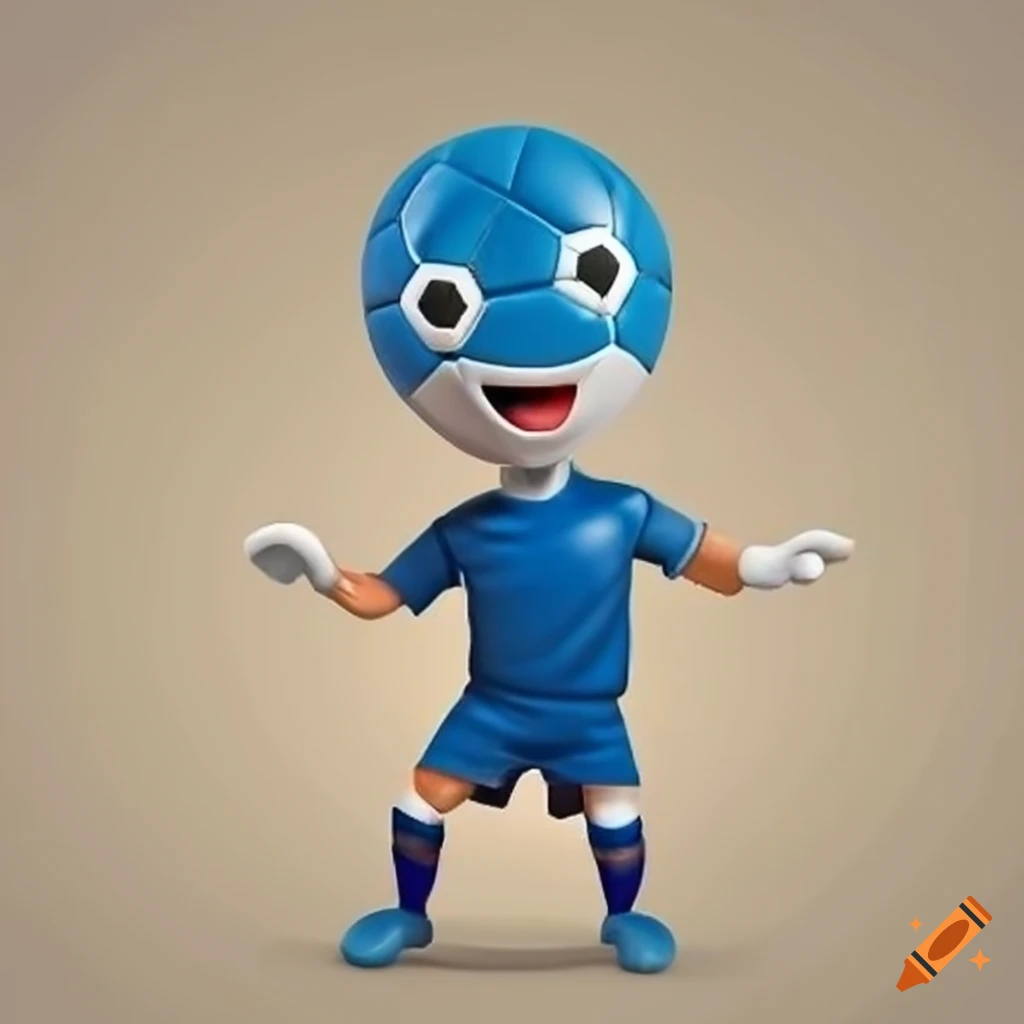 Cartoon soccer player in blue uniform on craiyon