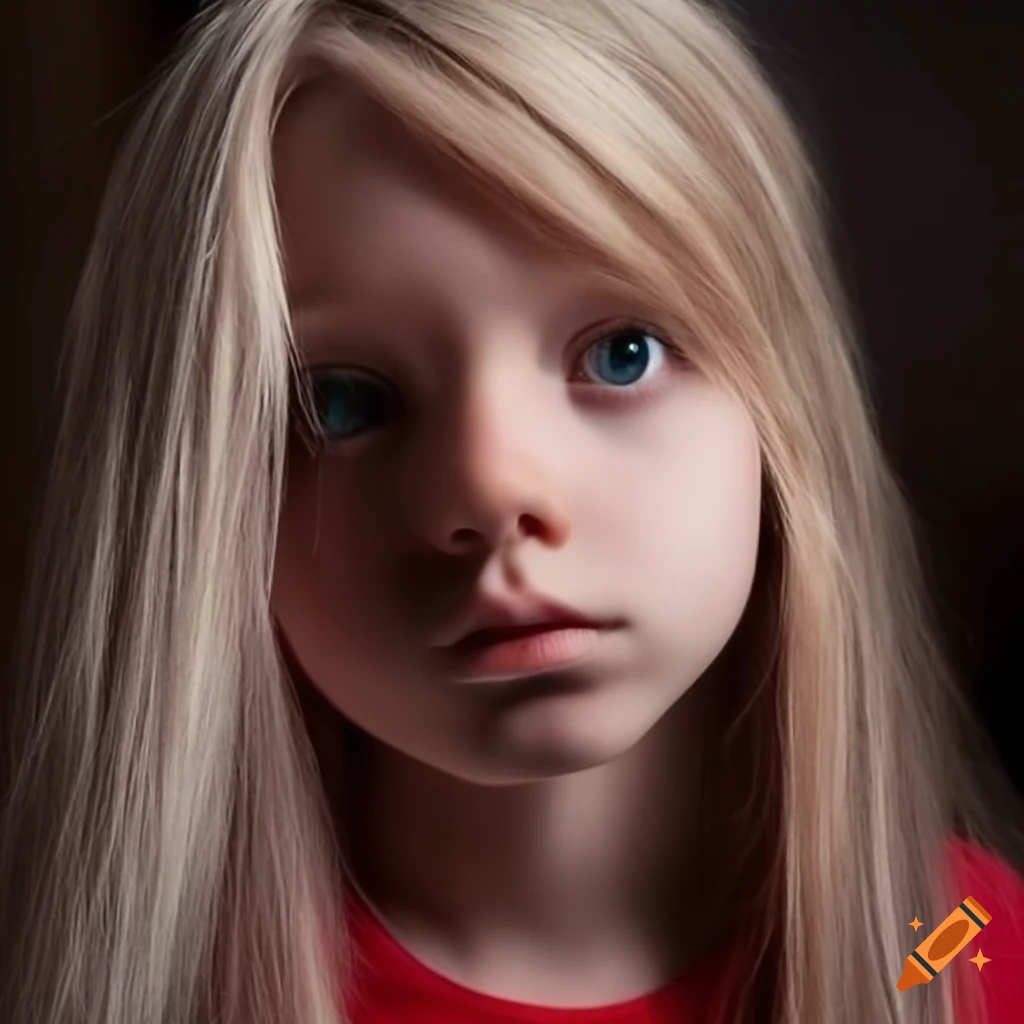 Portrait of a young girl playing in red clothing on Craiyon