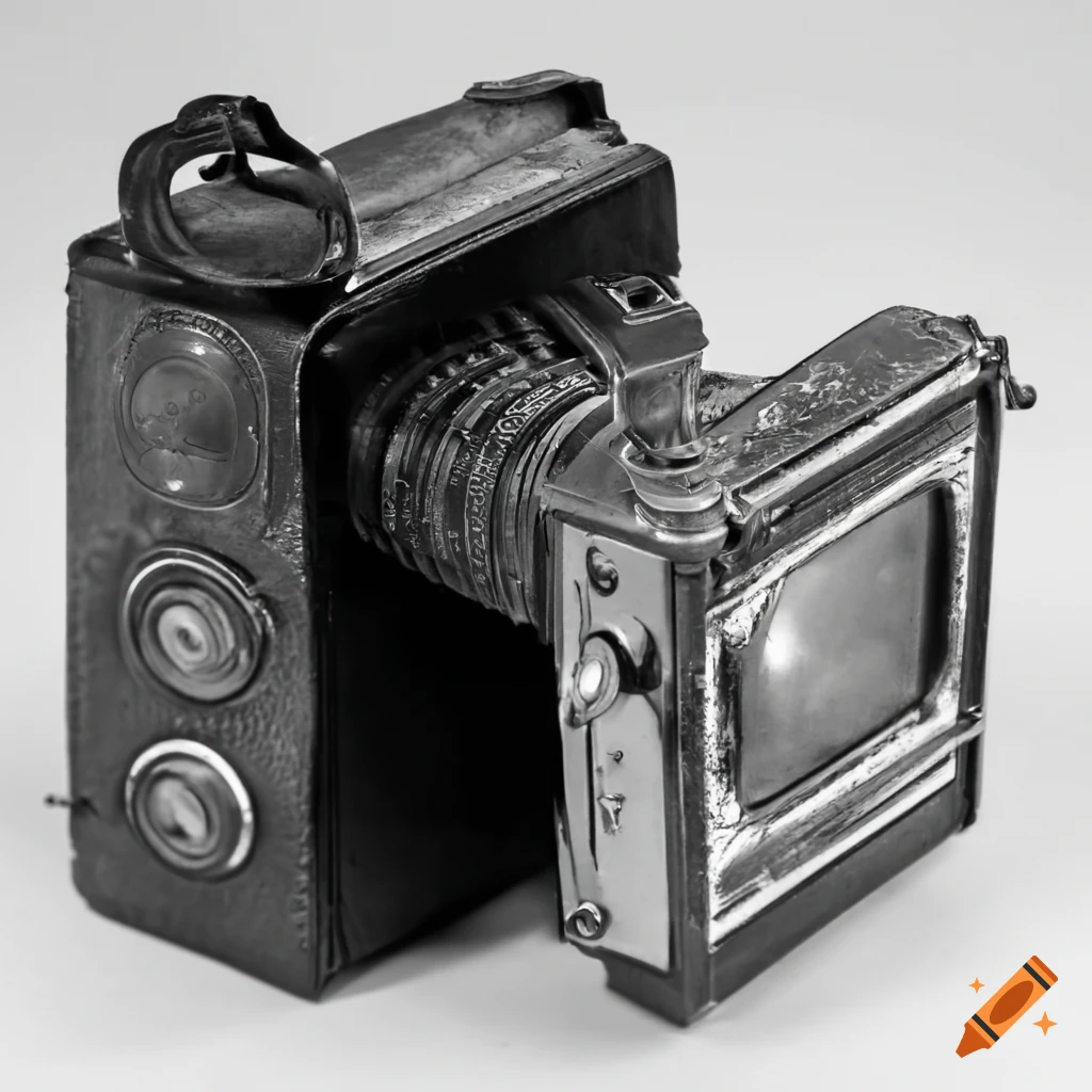 Black and white vintage camera on Craiyon