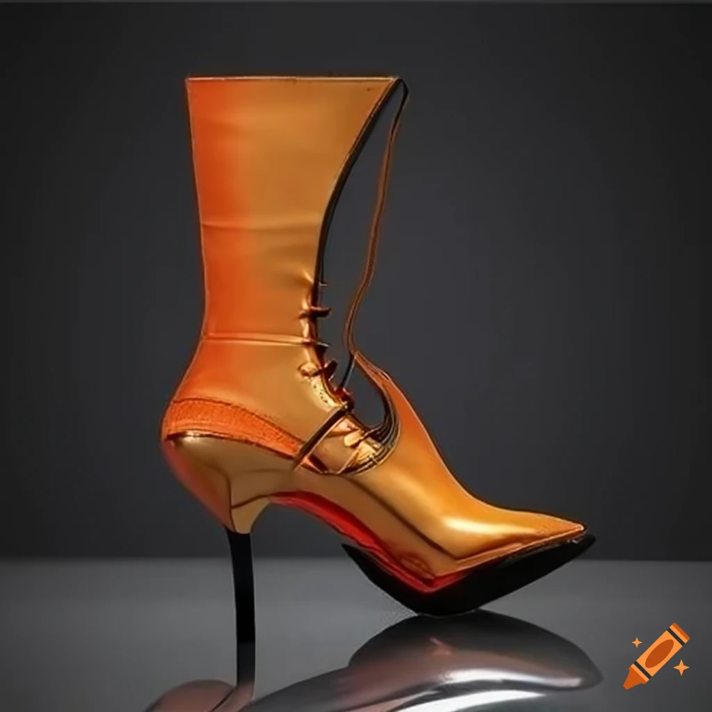 Futuristic gold and black women's high heel boots on Craiyon
