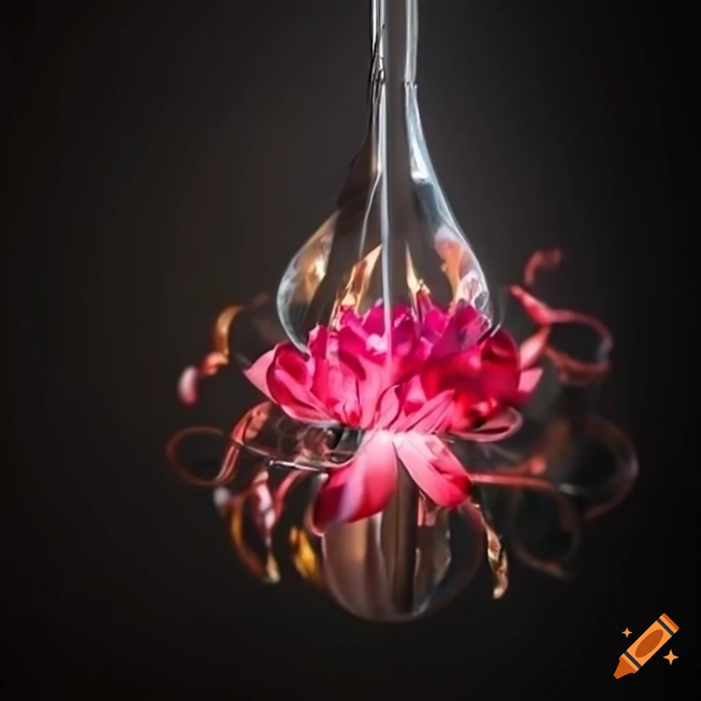 suspended flower in a glass