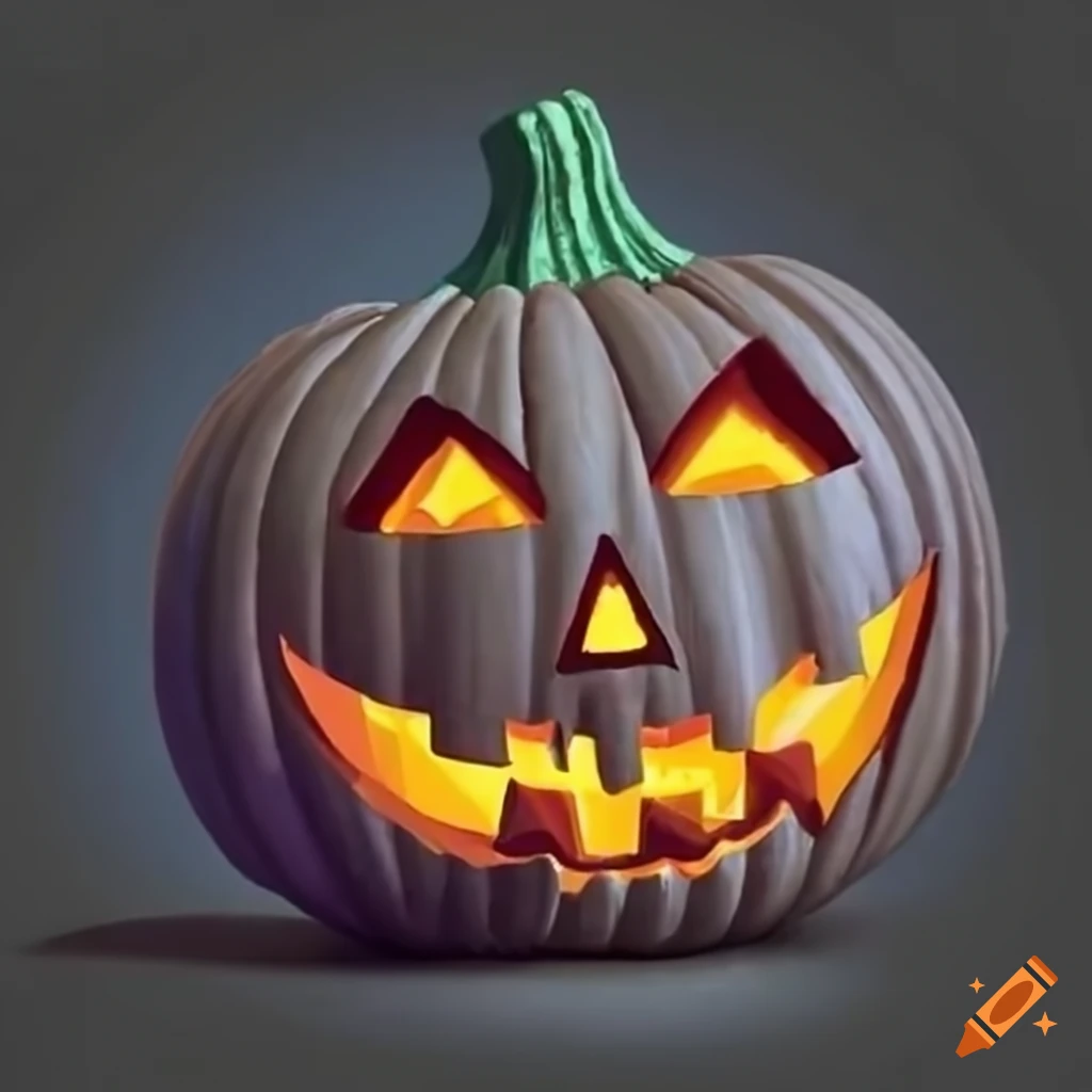 Sinister smiling jack-o-lantern pumpkin on Craiyon