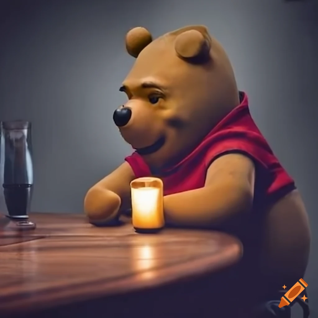 Ted and Pooh drinking in a pub