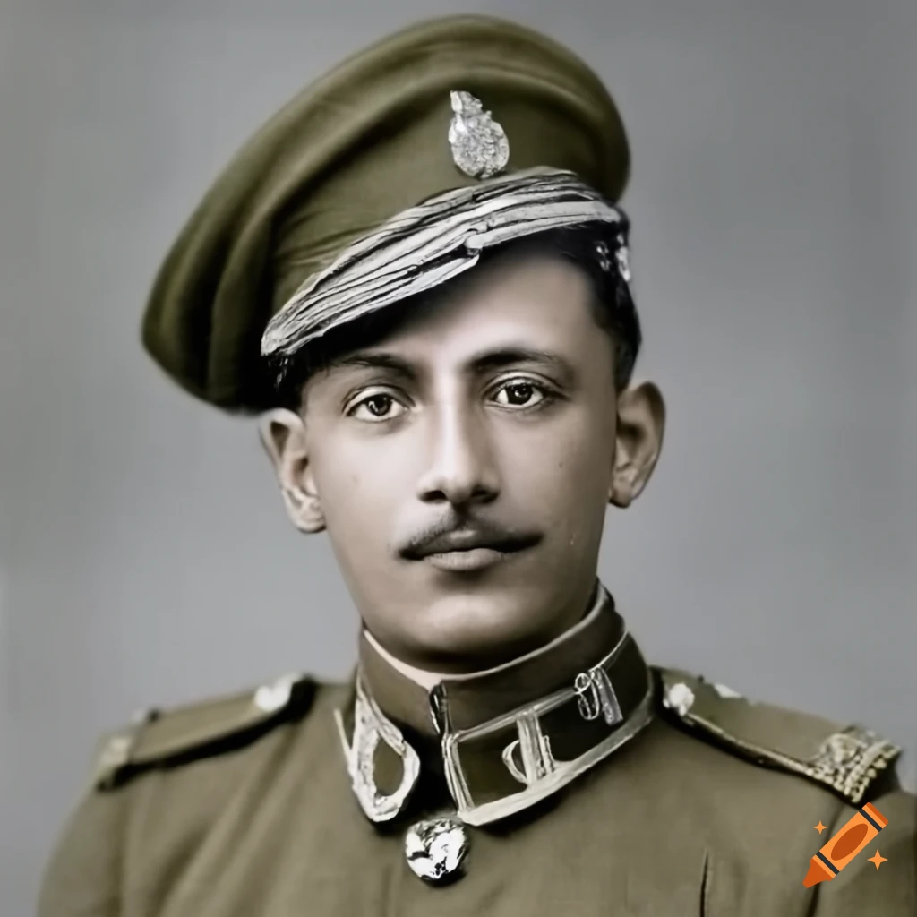Colourised Portrait Of A British Indian Army Officer On Craiyon
