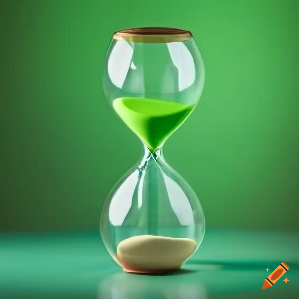 hourglass on green background