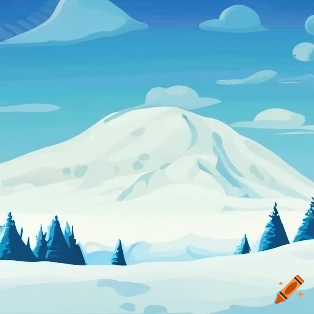 cartoon-style snowy hills landscape