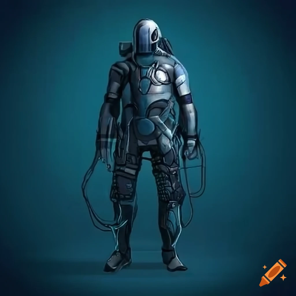 Cyberpunk assassin in high-tech armor