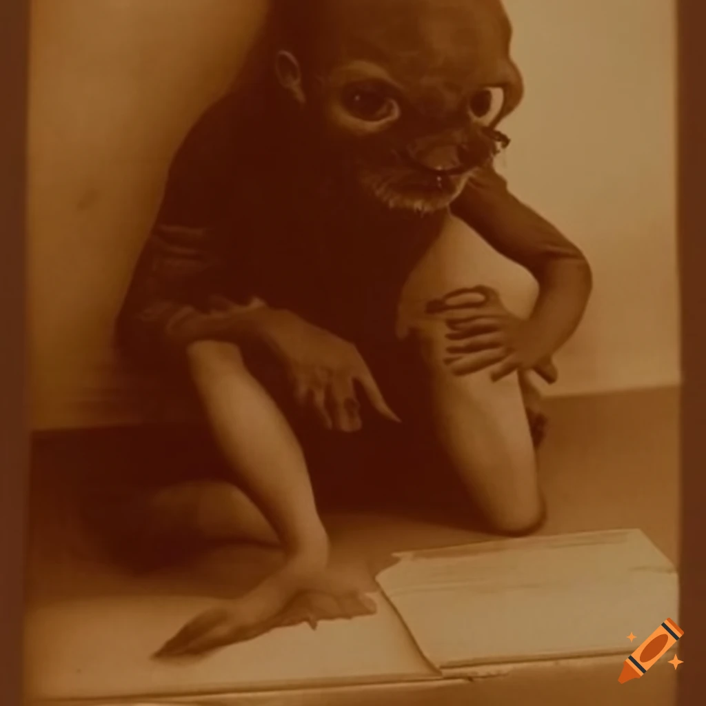 sepia photo of a mysterious creature from the 1900s