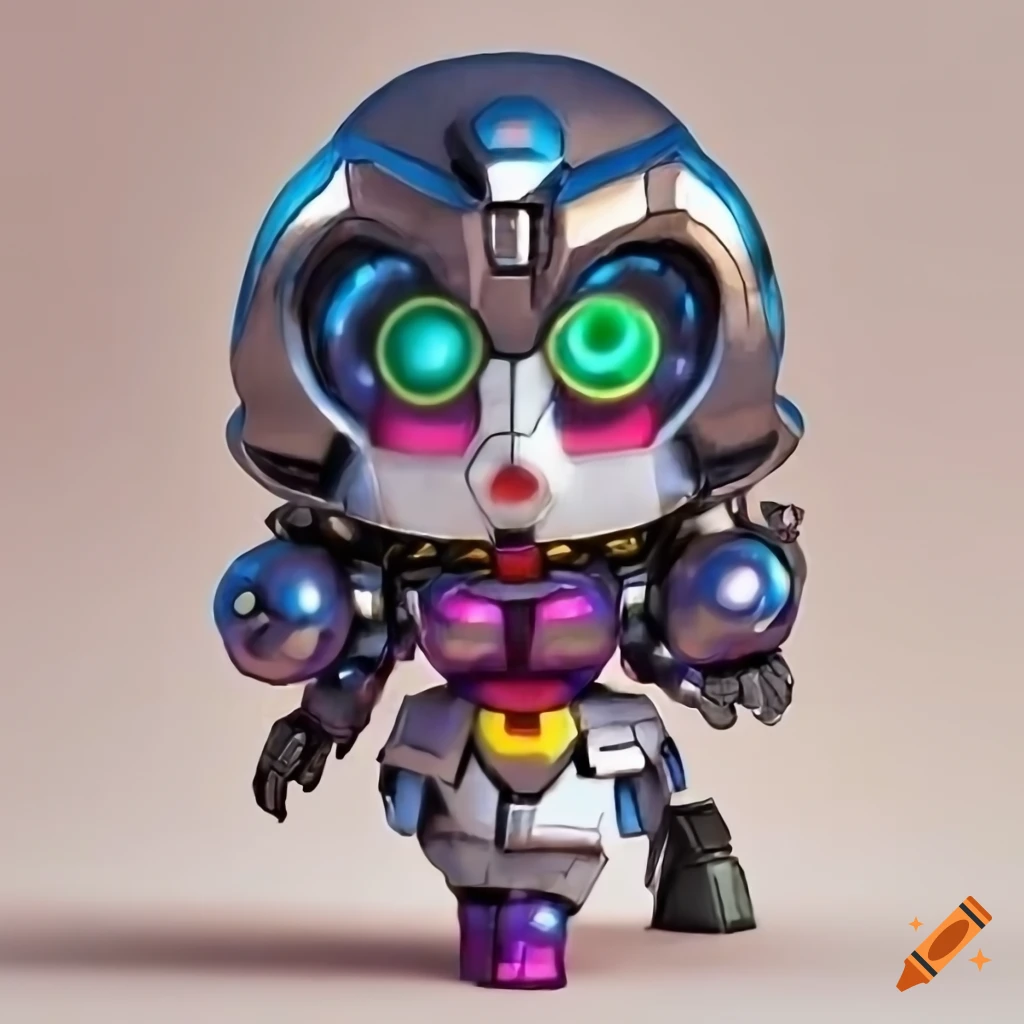 Chibi metallic robot with googly eyes on Craiyon