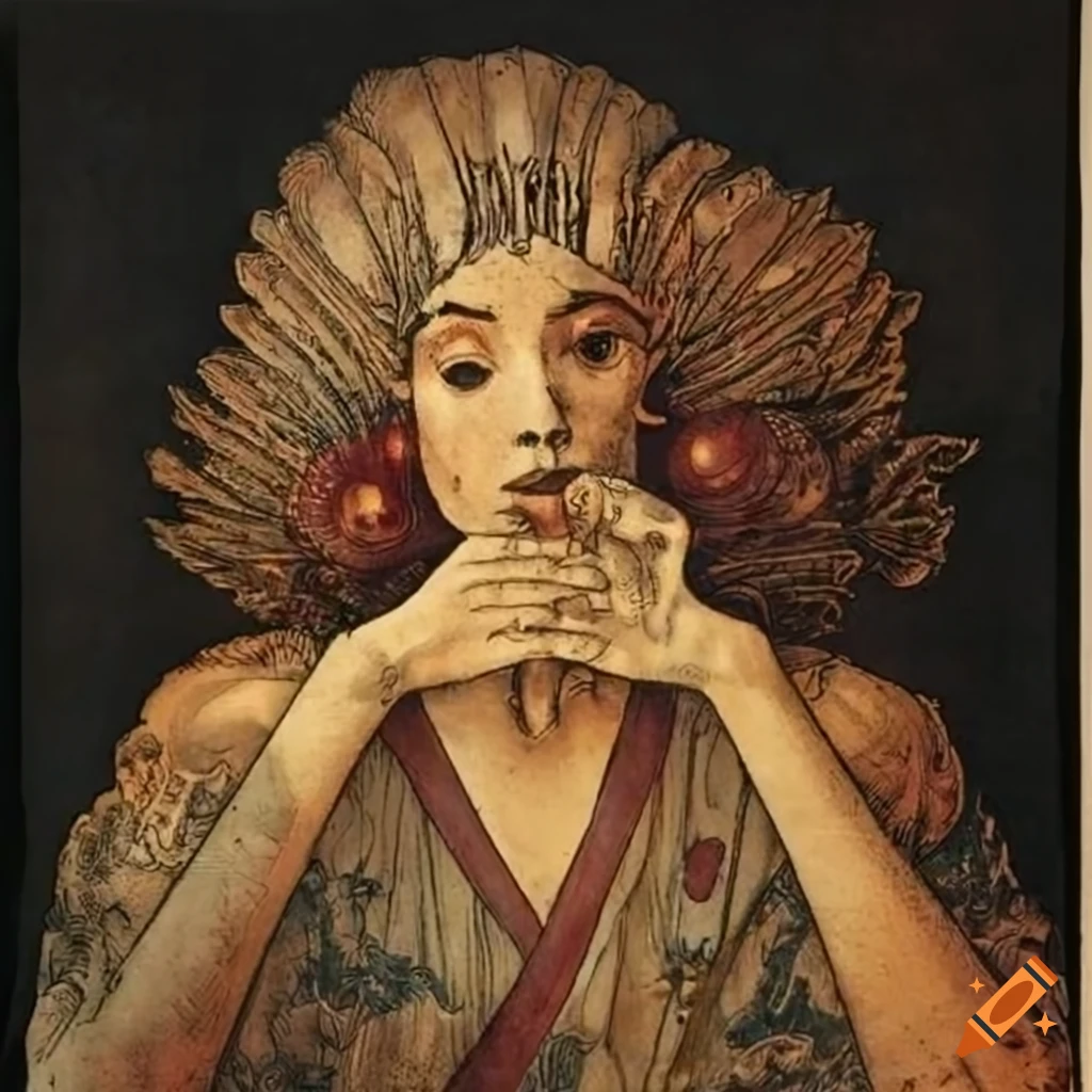 Stone lithograph of aladdin and the genie with islamic calligraphy on