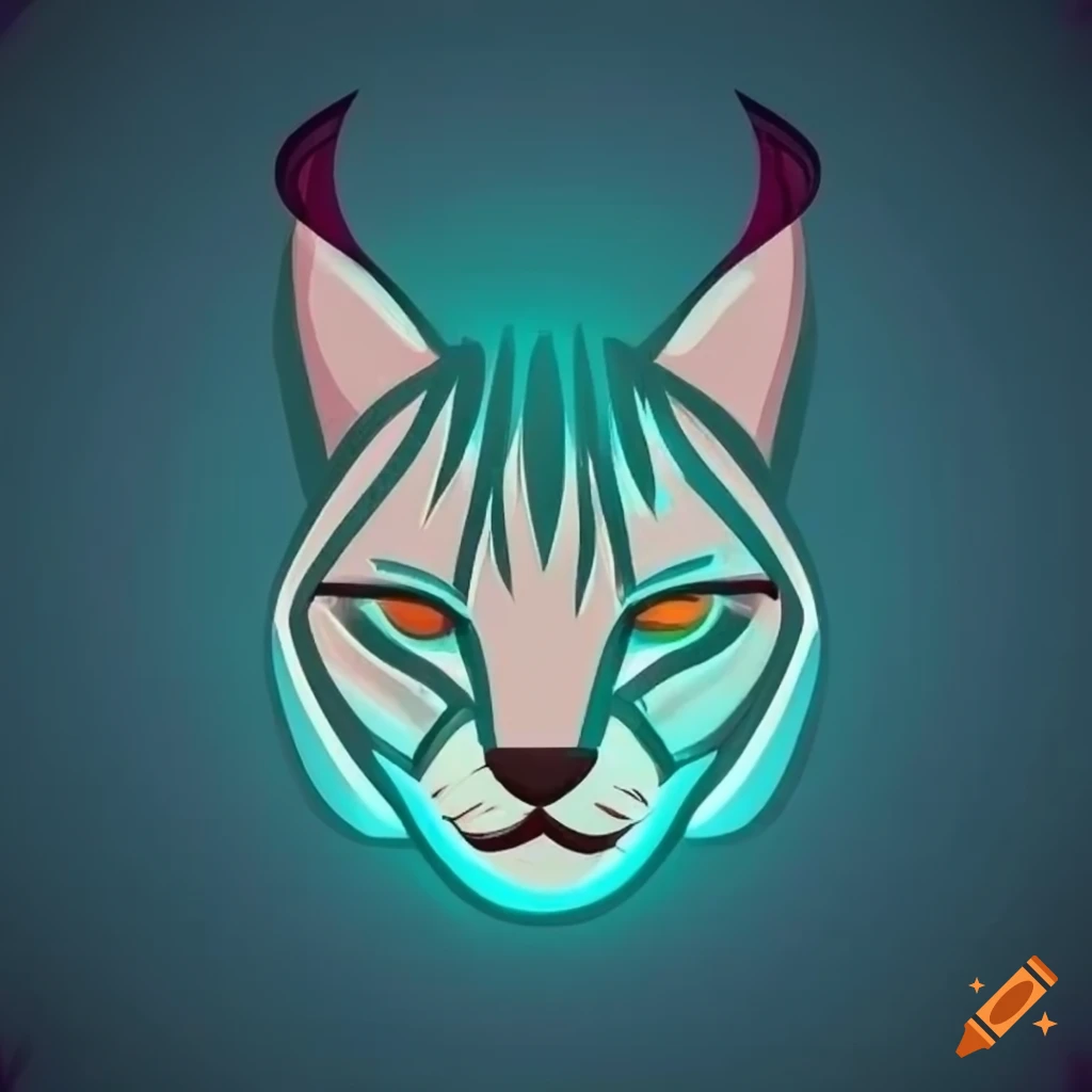 Stylized lynx logo with clean lines and a happy expression on Craiyon