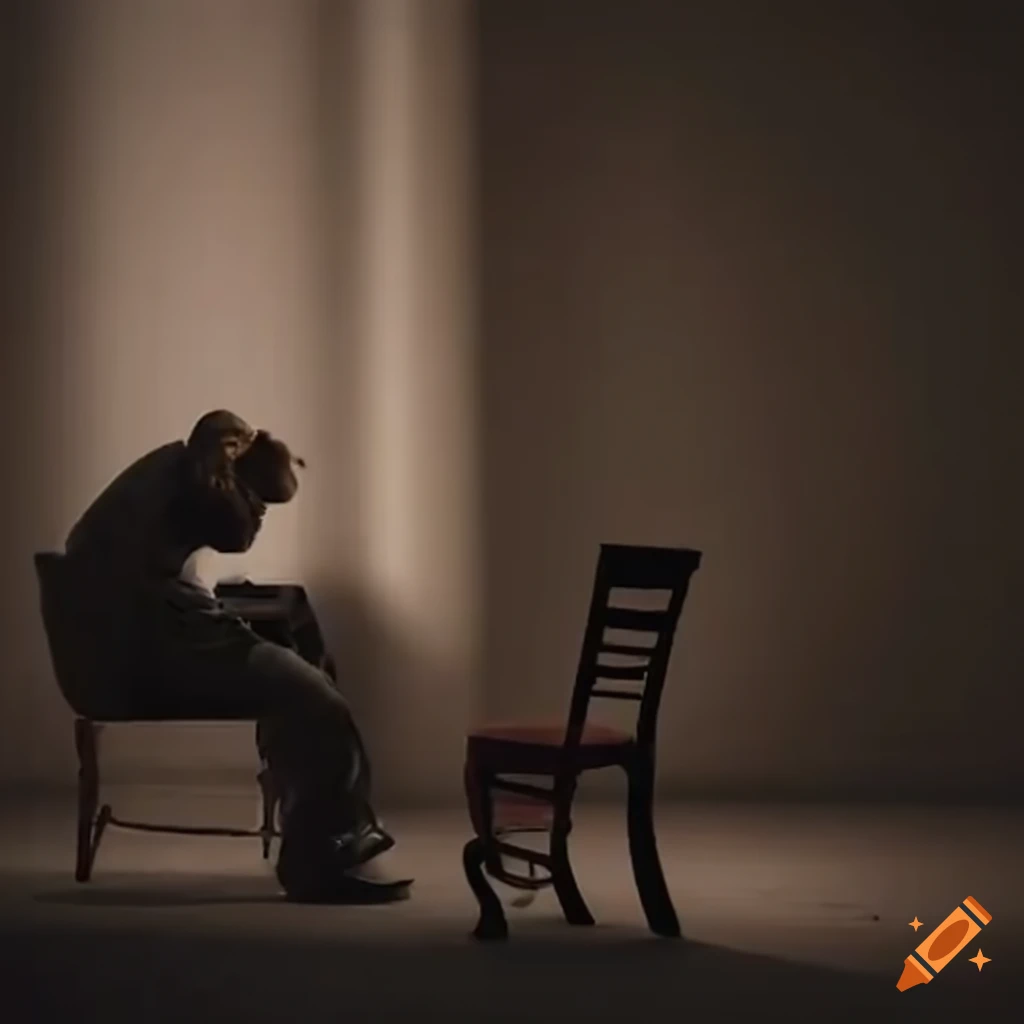 man stealthily taking a chair